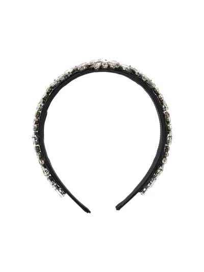 Monnalisa Babies'   Jewel Headband With Rhinestone Decorations In Black