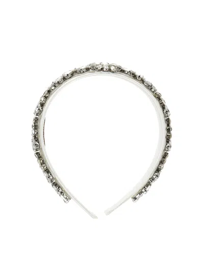 Monnalisa Babies'   Jewel Headband With Rhinestone Decorations In Gray