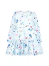 Monnalisa Gemstone-print Drop-waist Dress In Blue