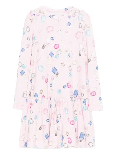 Monnalisa Kids' Jewel-print Flared Dress In Pink