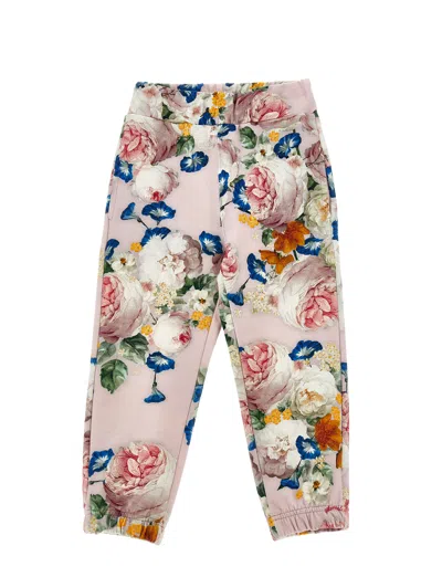 Monnalisa Kids' Floral-print Jersey Track Pants In Pink