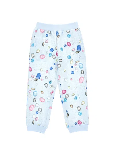 Monnalisa Kids' Jogginghose Mit Edelstein-print In Blue
