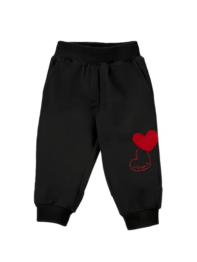 Monnalisa Kids'   Heart Fleece Joggers In Black