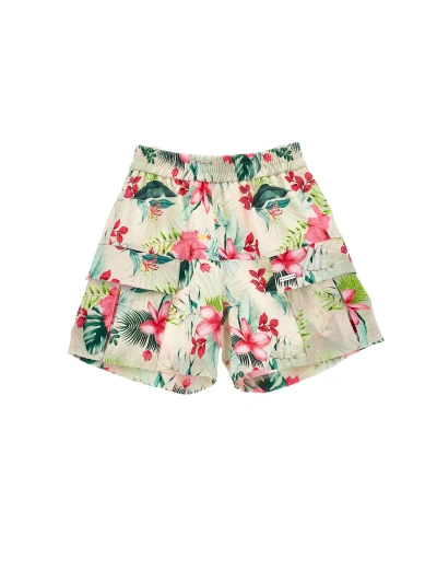 Monnalisa Kids'   Jungle Print Cady Shorts In Beige