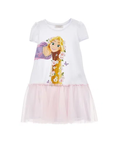 Monnalisa Kids' Printed Cotton Jersey & Tulle Dress In Multicolor