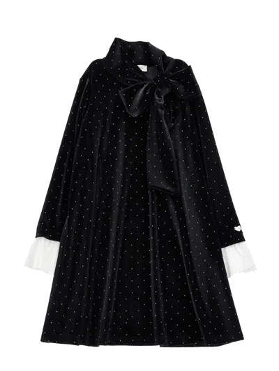 Monnalisa Kids' Kleid Mit Schleife Und Strass In Black