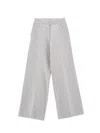 Monnalisa Knit Palazzo Trousers In Cream + Grey
