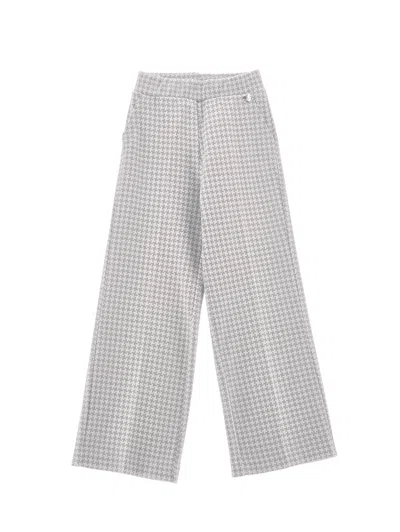 Monnalisa Kids'   Knit Palazzo Trousers In Cream + Grey