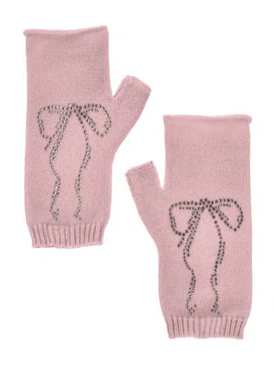 Monnalisa Kids'   Knitted Arm Warmers With Rhinestones In Cyclamen