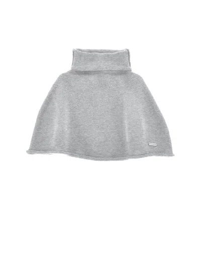 Monnalisa Kids'   Knitted Cape In Grey