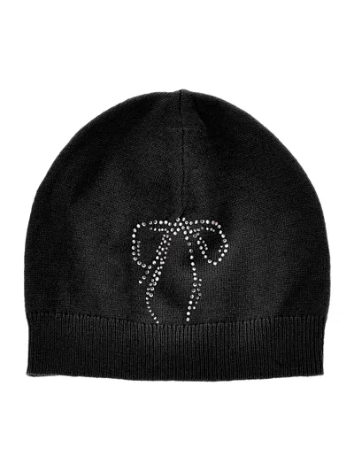 Monnalisa Kids'   Knitted Hat With Rhinestones In Black