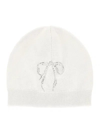 Monnalisa Knitted Hat With Rhinestones In White