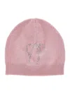 Monnalisa Knitted Hat With Rhinestones In Cyclamen