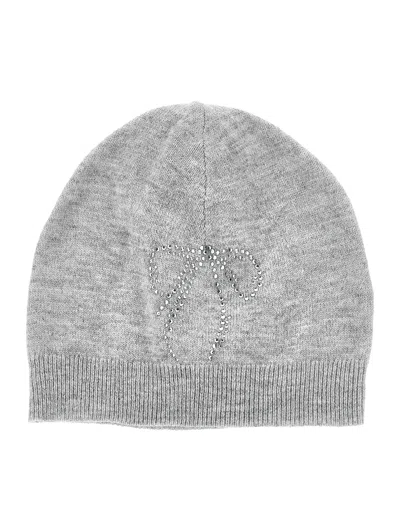 Monnalisa Kids'   Knitted Hat With Rhinestones In Grey