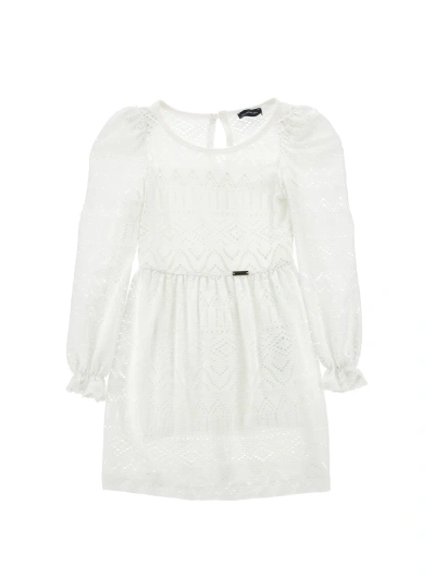 Monnalisa Kids'   Knitted One-piece Dress In Cream