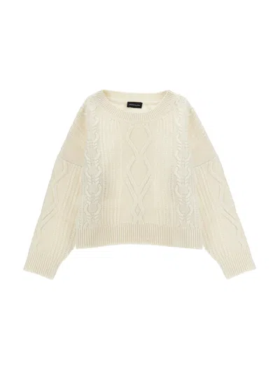 Monnalisa Kids'   Knitted Sweater In Cream