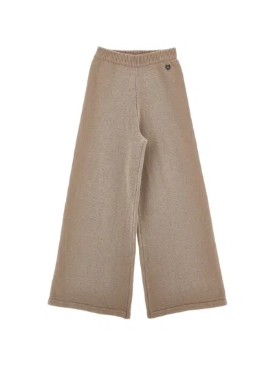 Monnalisa Knitted Wide-leg Trousers In Brown
