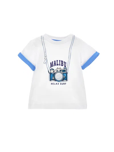 Monnalisa Babies' Kurzarm-t-shirt Mit Manschette In White