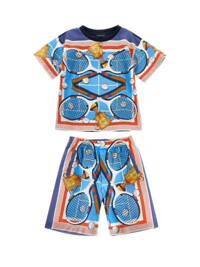 Monnalisa Kids' Kurzarm-t-shirt-set In Mehrfarbig