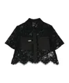 Monnalisa Lace Cropped Shirt In Black