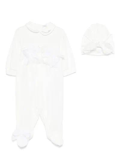 Monnalisa Lace-detail Babygrow Set In White