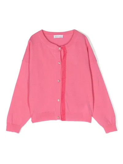 Monnalisa Kids' Cardigan Mit Spitze In Pink