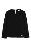 Monnalisa Lace-insert Long-sleeve Top In Black