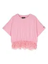 Monnalisa Lace-panelled T-shirt In Pink