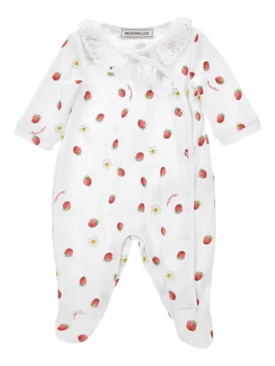 Monnalisa Baby Girls Strawberries Babygrow In White