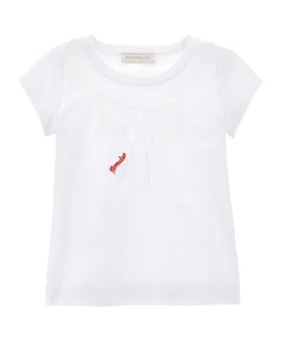 Monnalisa Lace T-shirt With Bow In White