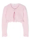 Monnalisa Lace-trim Cropped Cardigan In Pink
