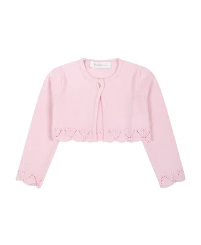 Monnalisa Lace-trim Cropped Cardigan In Pink
