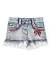 Monnalisa Rope-detail Denim Shorts In Blue