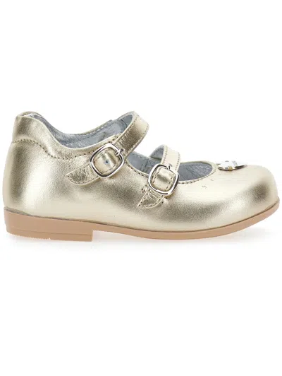 Monnalisa Kids'   Laminated Ballet Flats With Straps In Light Gold