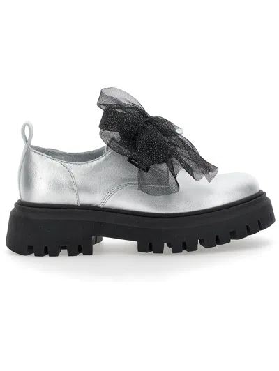 Monnalisa Kids'   Laminated Derby Shoes In Silver