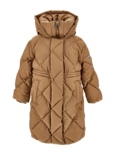 Monnalisa Kids' Lange Steppdaunenjacke In Brown