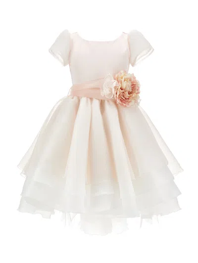 Monnalisa Kids'   Lavinia Satin Dress In Light Pink