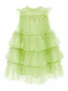 Monnalisa Tulle Flounce Dress In Green