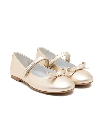 Monnalisa Kids' Leather Ballet Flats In Gold