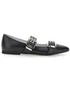 Monnalisa Leather Ballet Flats With Buckle In Black
