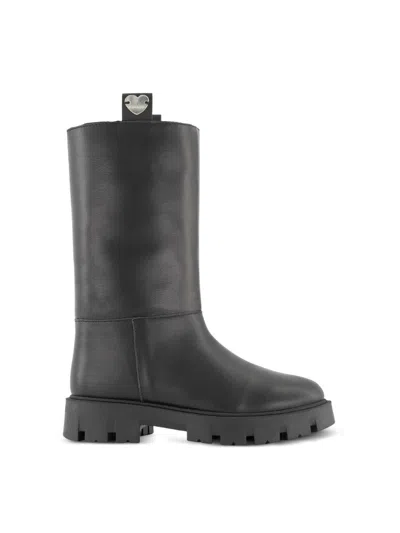Monnalisa Kids' Leather Boots In Black