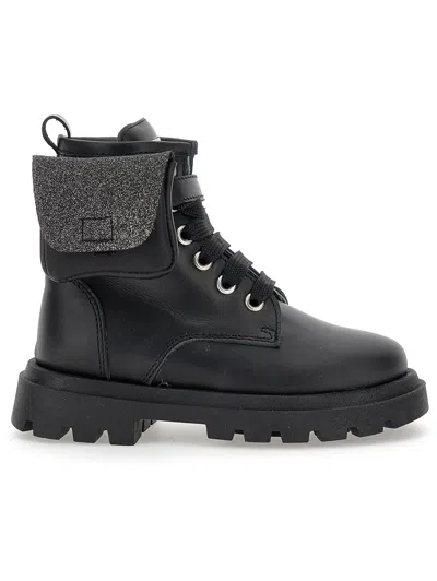 Monnalisa Kids'   Leather Boots With Pocket In Black