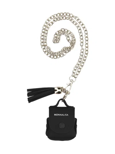 Monnalisa Kids'   Leather Earphone Case In Black