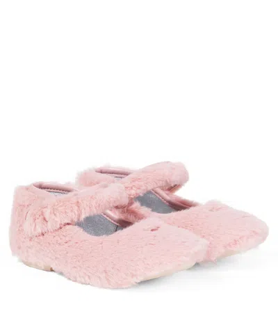 Monnalisa Kids' Leather-lined Mary Jane Flats In Pink