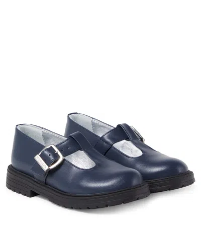 Monnalisa Kids' Leather Loafers In Blue