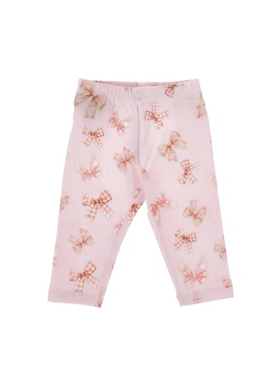 Monnalisa Kids' Leggings Mit Schleife Und Print In Pink