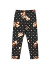 Monnalisa Leggings Teddy Bears Hearts In Black