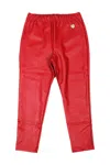 MONNALISA LEGGINGS TROUSERS IN SUPER STRETCH ECO-LEATHER WITH APPLIED METAL HEART