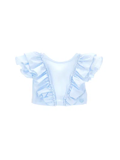 Monnalisa Kids'   Lightweight Poplin Top In Sky Blue