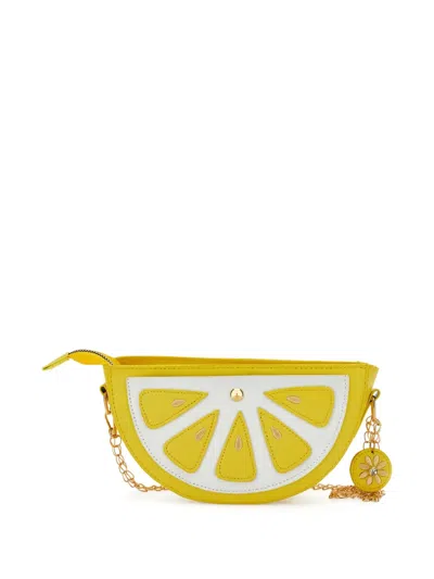 Monnalisa Kids' Lemon-shaped Chain Shoulder Bag In Yellow
